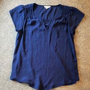 Mine Blue Flutter Sleeve Relaxed Blouse